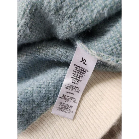 Girlish Heart Bow Cardigan Sweater Blue Cream Button Up Soft Knit Womens XL GUC - Picture 5 of 11